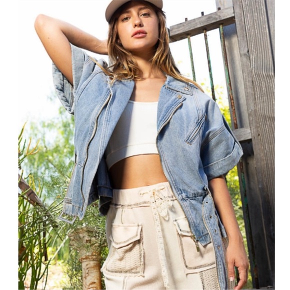 POL Asymmetrical Denim Jacket